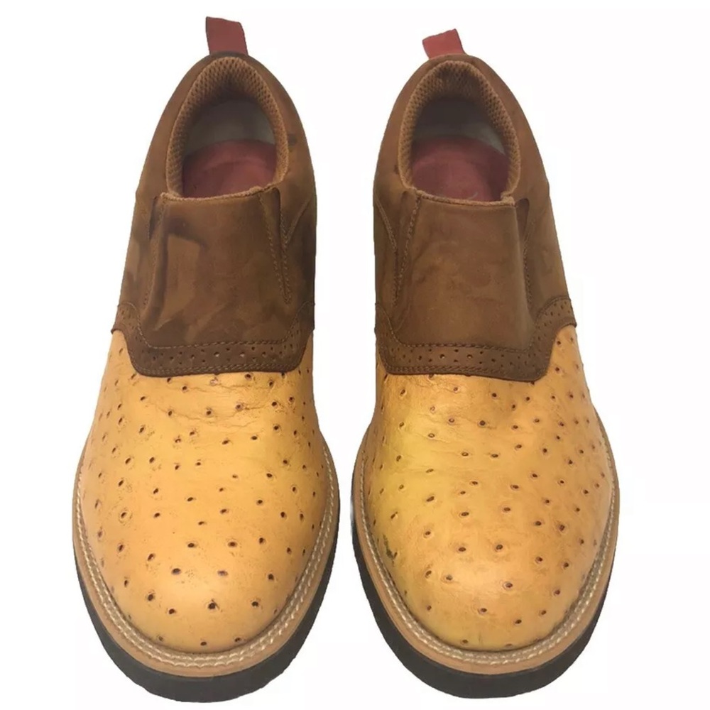 Twisted X Cowboy Tan Light Brow Ostrich Leather Western Boots - Picture 2 of 10